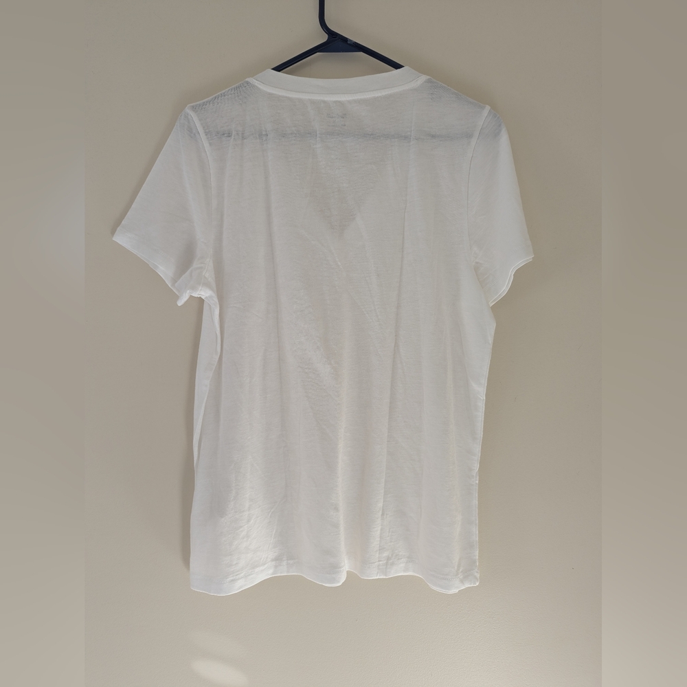Madewell Women's Whisper Cotton V-Neck Tee White NEW MB722 Casual Layering Top - Picture 2 of 8